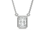 14K White Gold Radiant Solitaire Natural Diamond Necklace