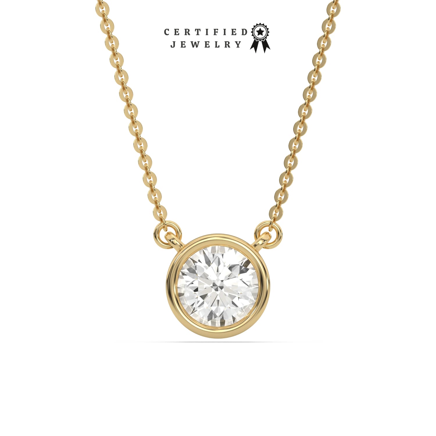 3 CT Lab Diamond Bezel Round Solitaire Necklace