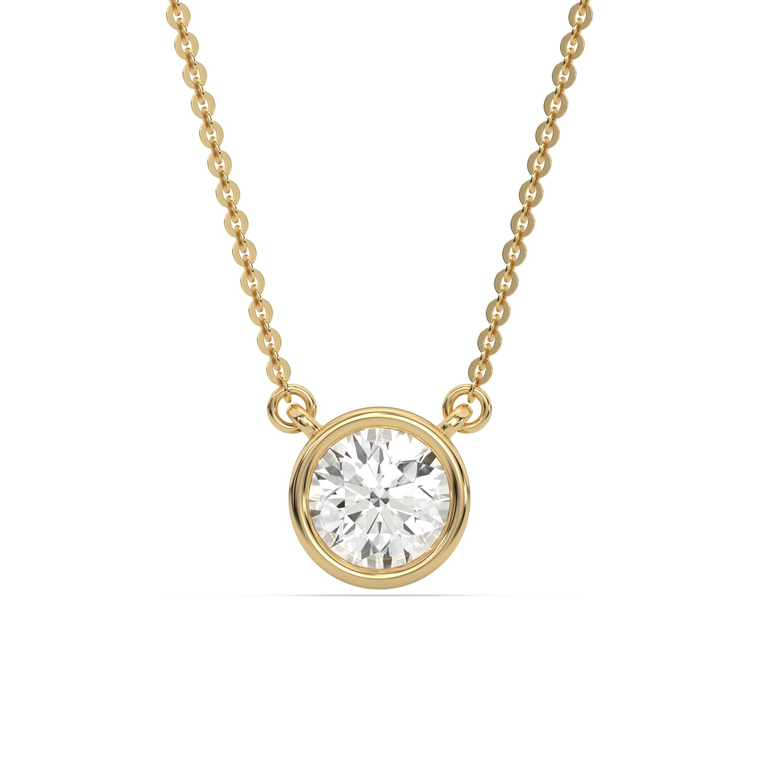 14K Yellow Gold 2 CT Round Solitaire Diamond Necklace