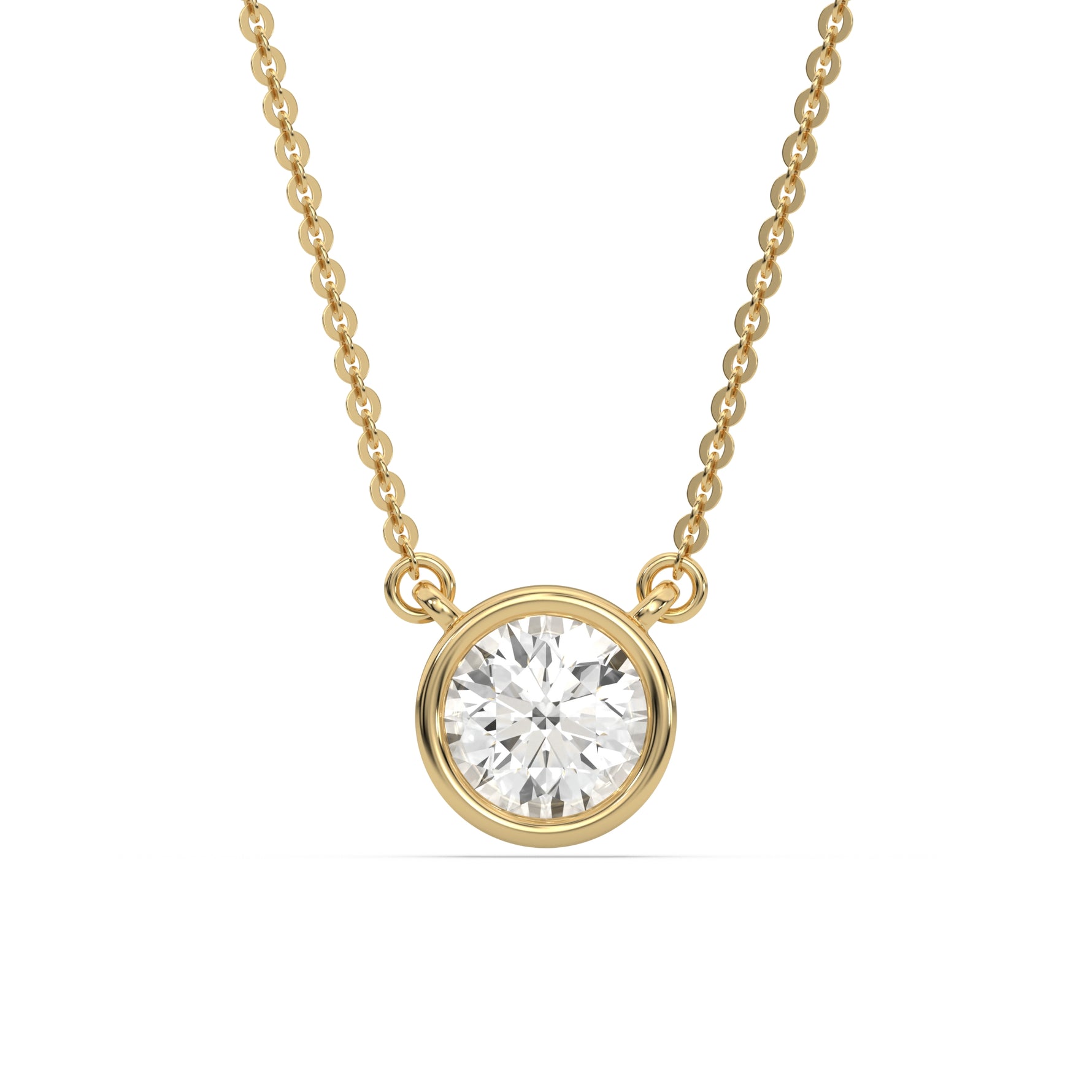 14K Yellow Gold 2 CT Round Solitaire Diamond Necklace