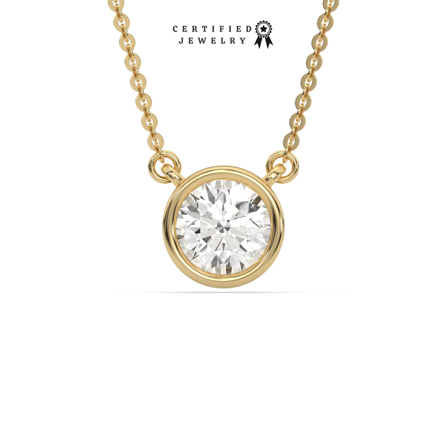 3 CT Men Lab Diamond Bezel Round Solitaire Necklace