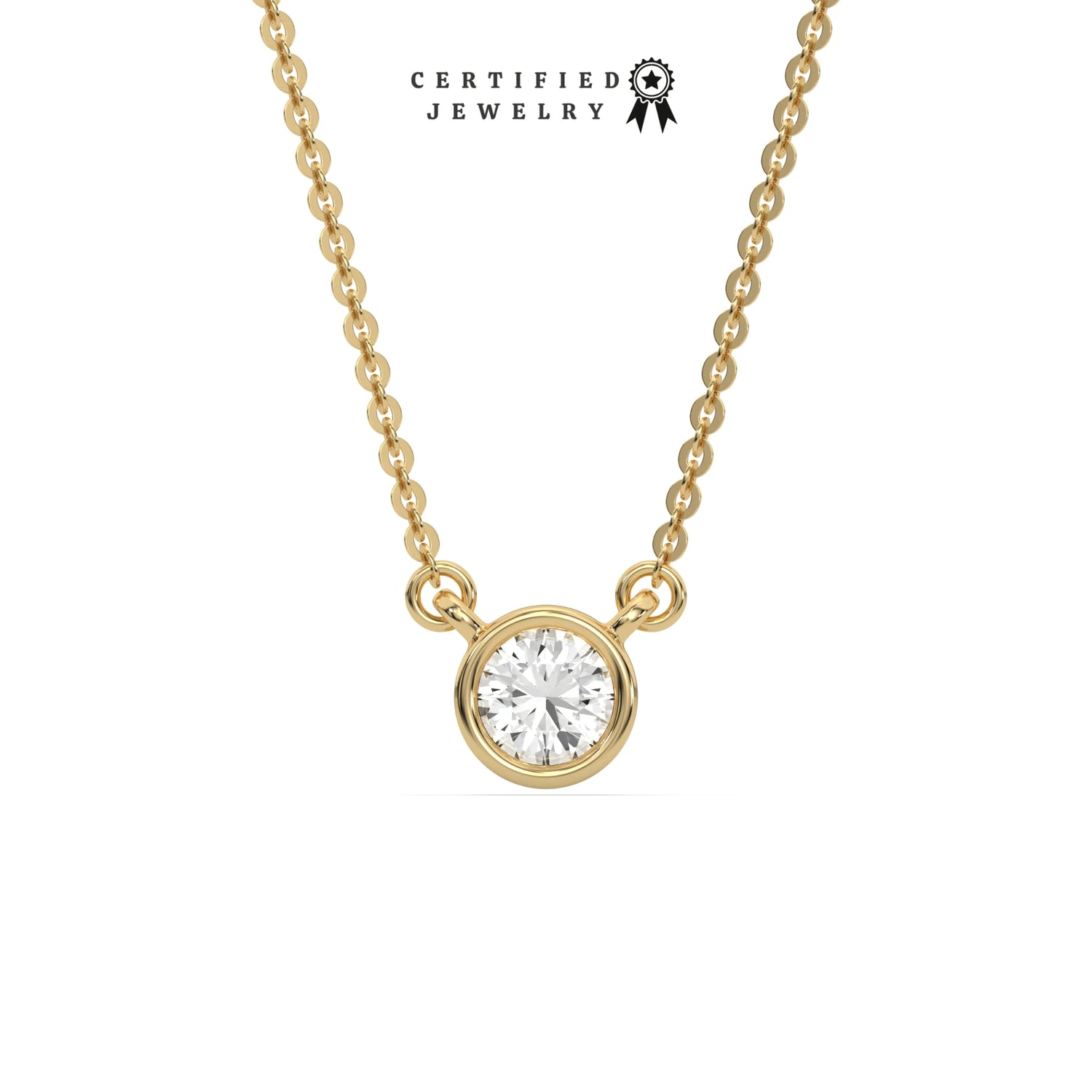 1 CT Lab Diamond Small Bezel Round Solitaire Necklace