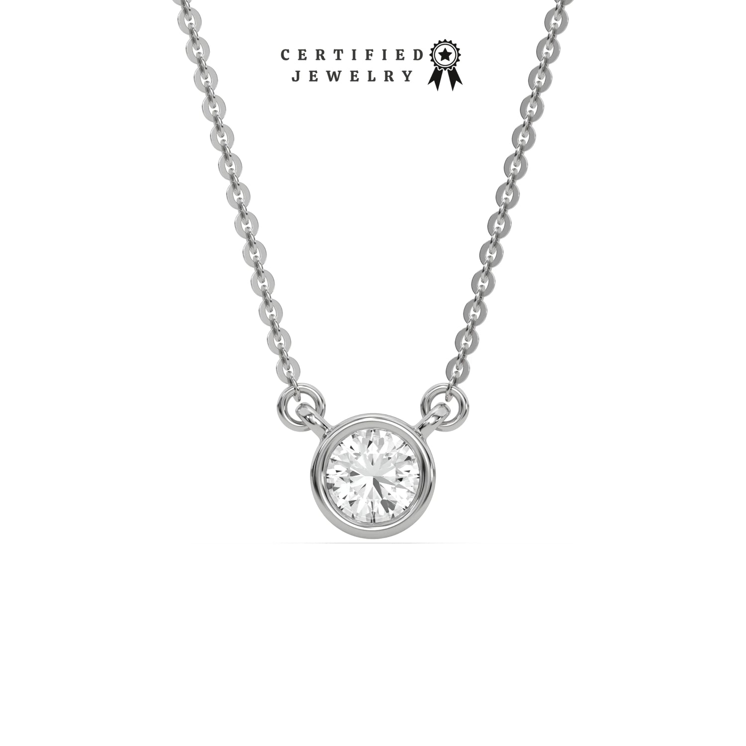 1 CT Natural Diamond Bezel Round Solitaire Necklace