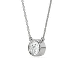 This white gold Round Solitaire Diamond Necklace made with a round brilliant-cut diamond in bezel setting with adjustable chain in side view