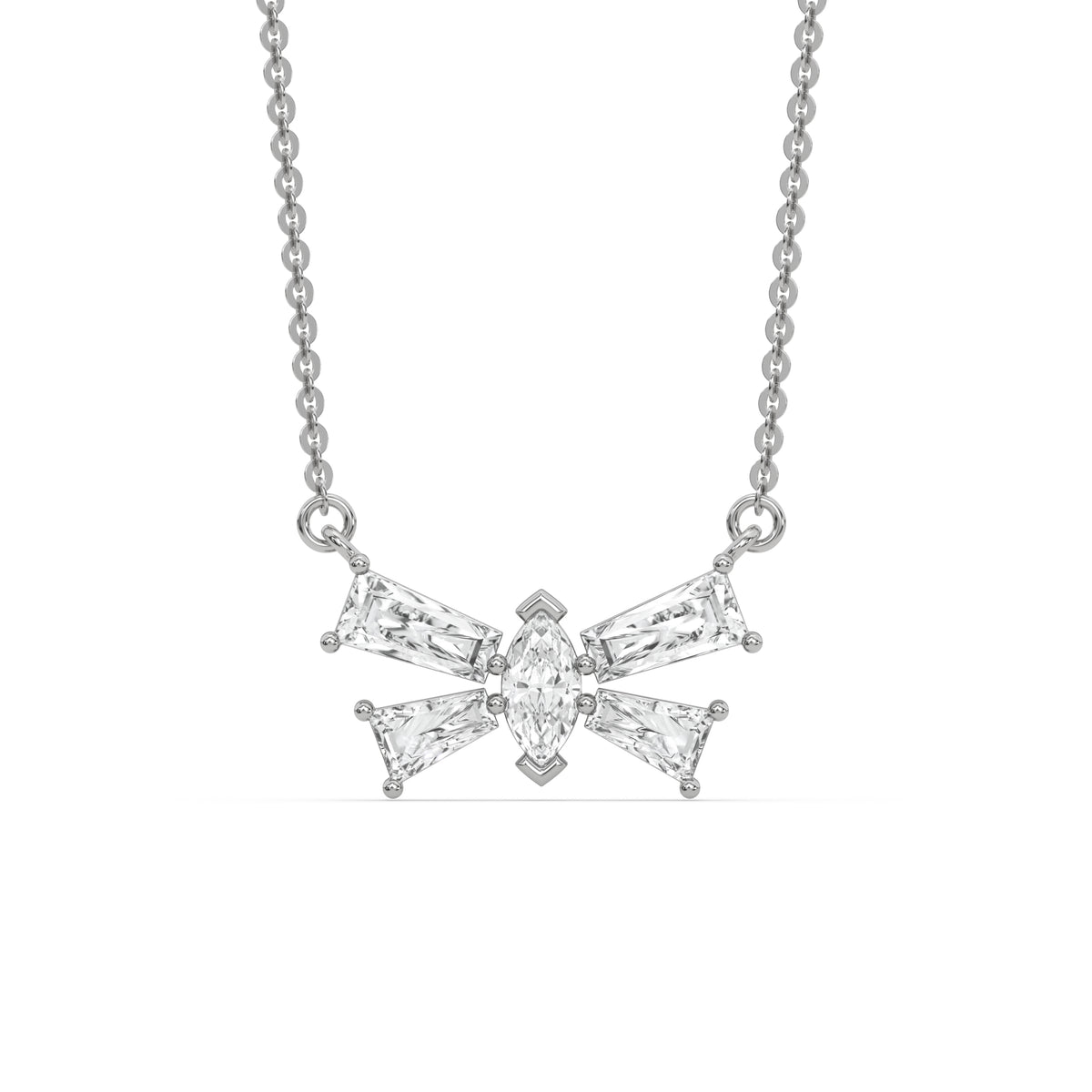 18K White Gold Butterfly Diamond Necklace