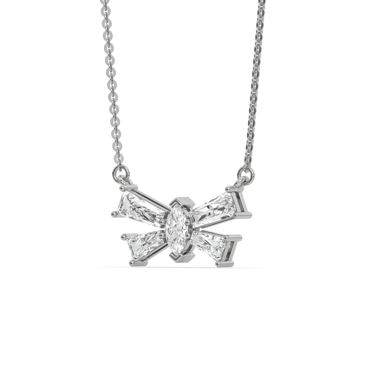14K White Gold Butterfly Diamond Necklace