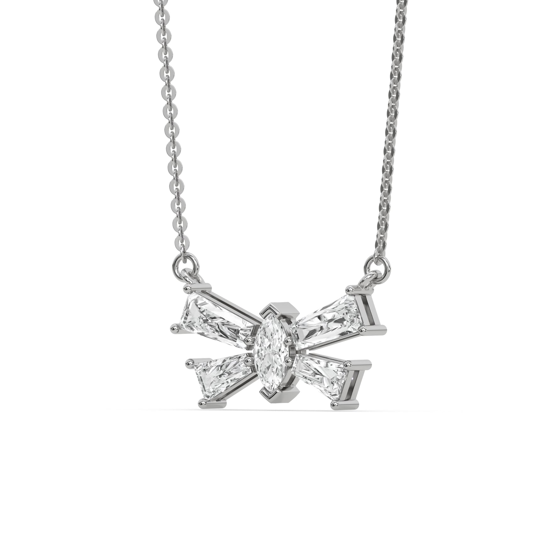 14K White Gold Butterfly Diamond Necklace