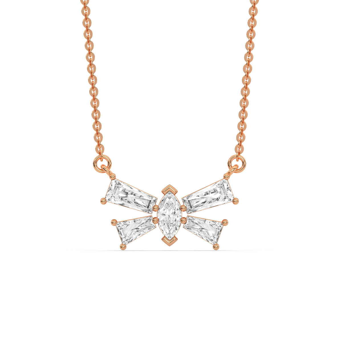 18K Rose Gold Butterfly Diamond Necklace