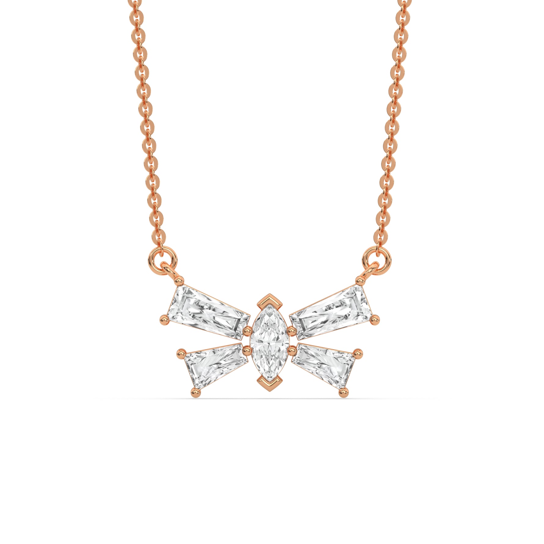 18K Rose Gold Butterfly Diamond Necklace