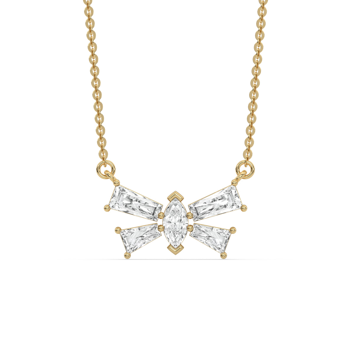 18K Yellow Gold Butterfly Diamond Necklace