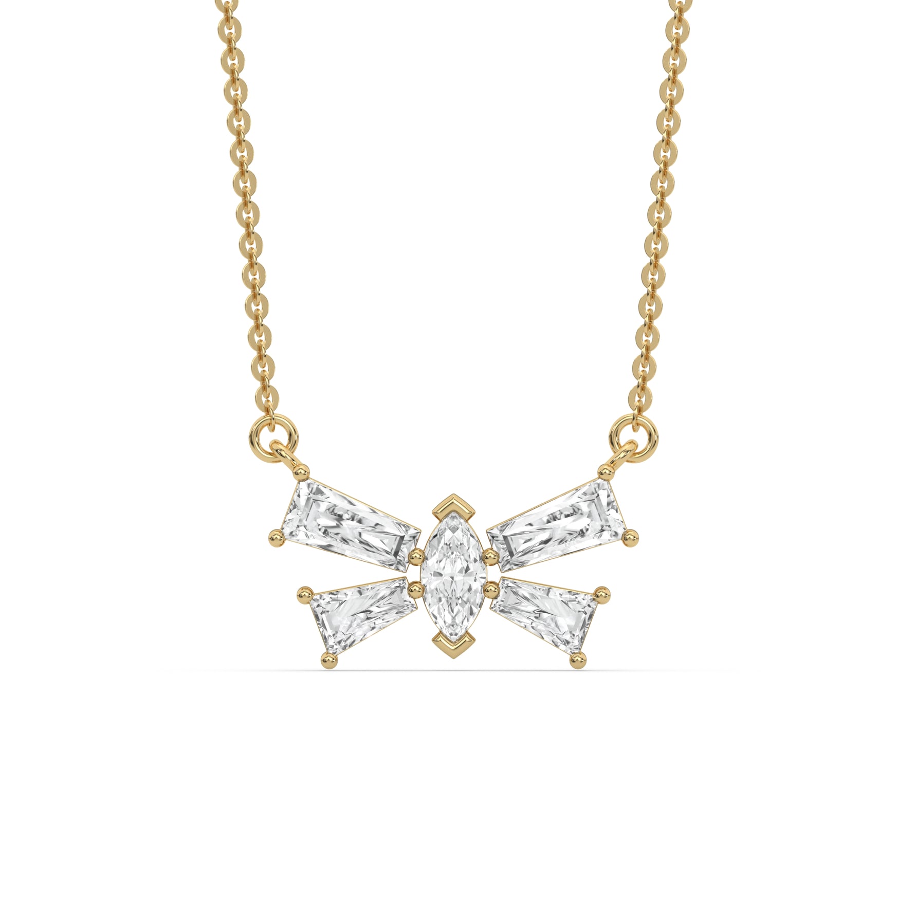 18K Yellow Gold Butterfly Diamond Necklace