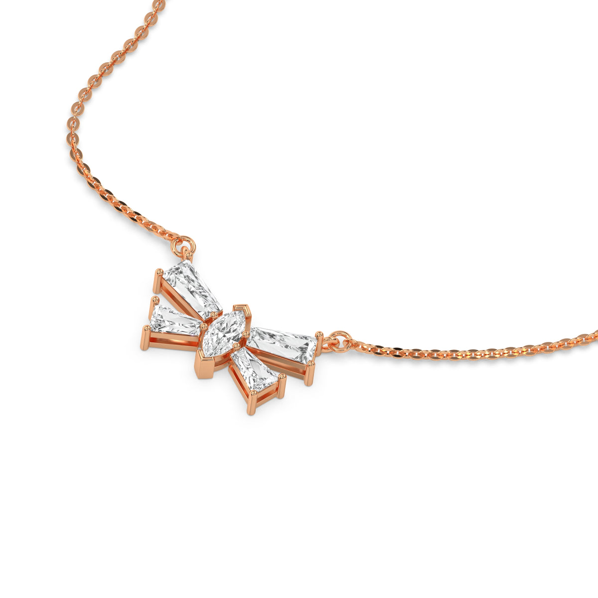 18K Rose Gold Butterfly Diamond Necklace