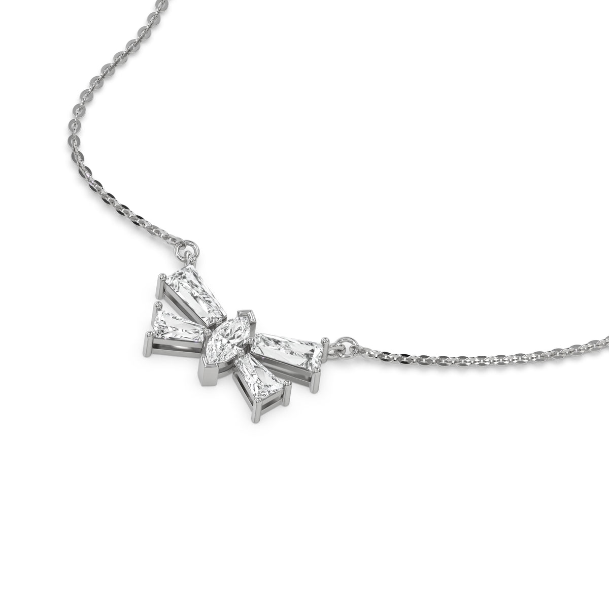 14K White Gold Butterfly Diamond Necklace