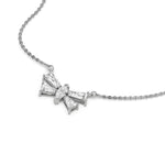 14K White Gold Butterfly Diamond Necklace