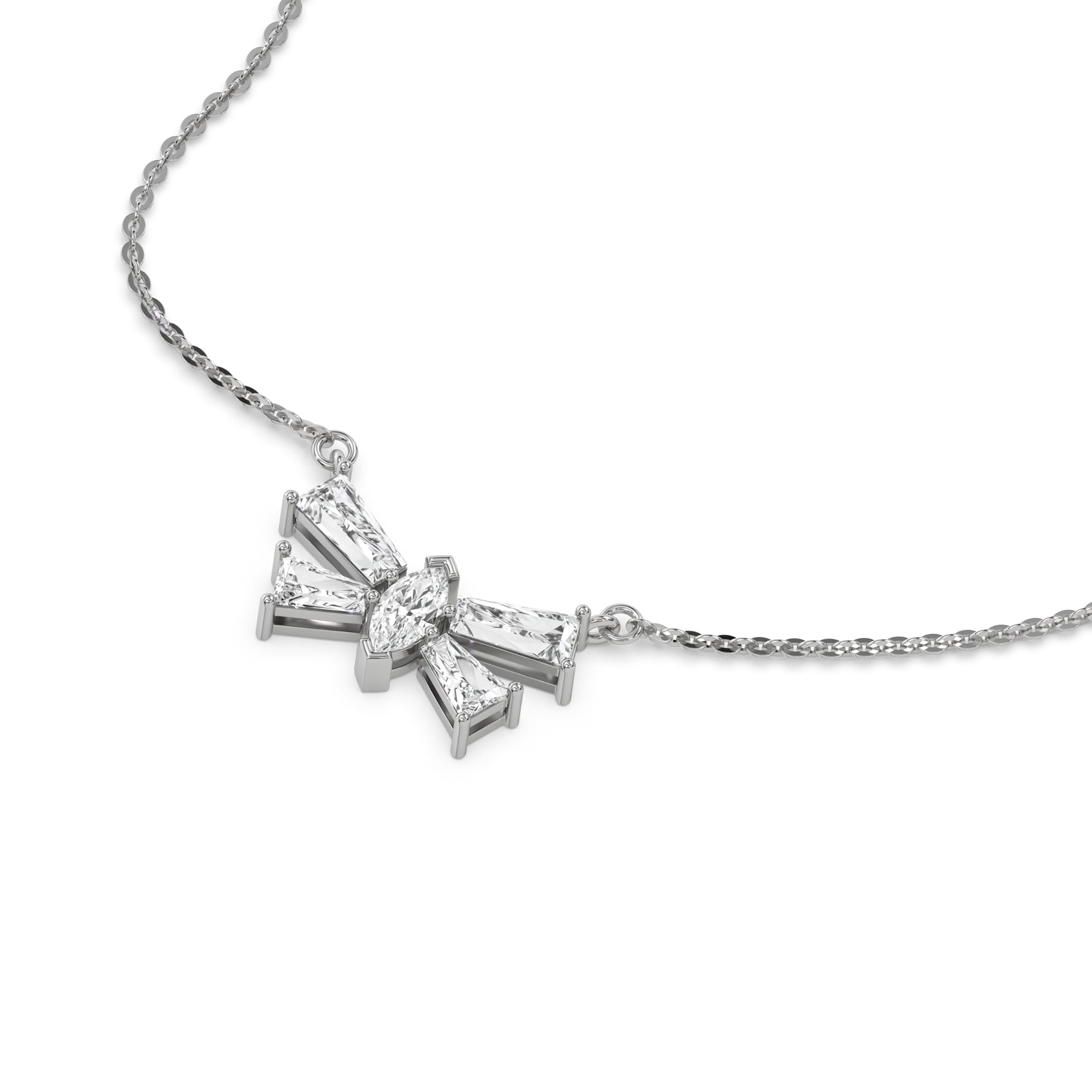 14K White Gold Butterfly Diamond Necklace