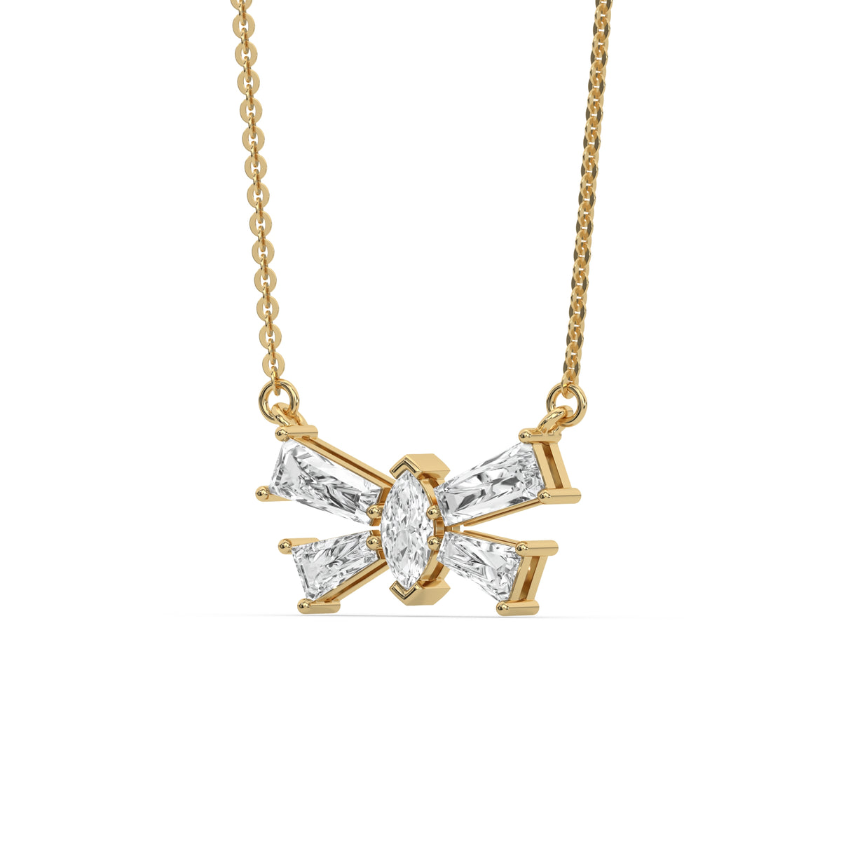 14K Yellow Gold Butterfly Diamond Necklace