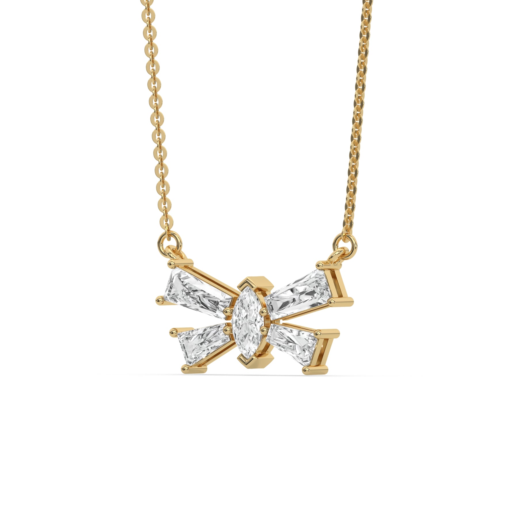 14K Yellow Gold Butterfly Diamond Necklace