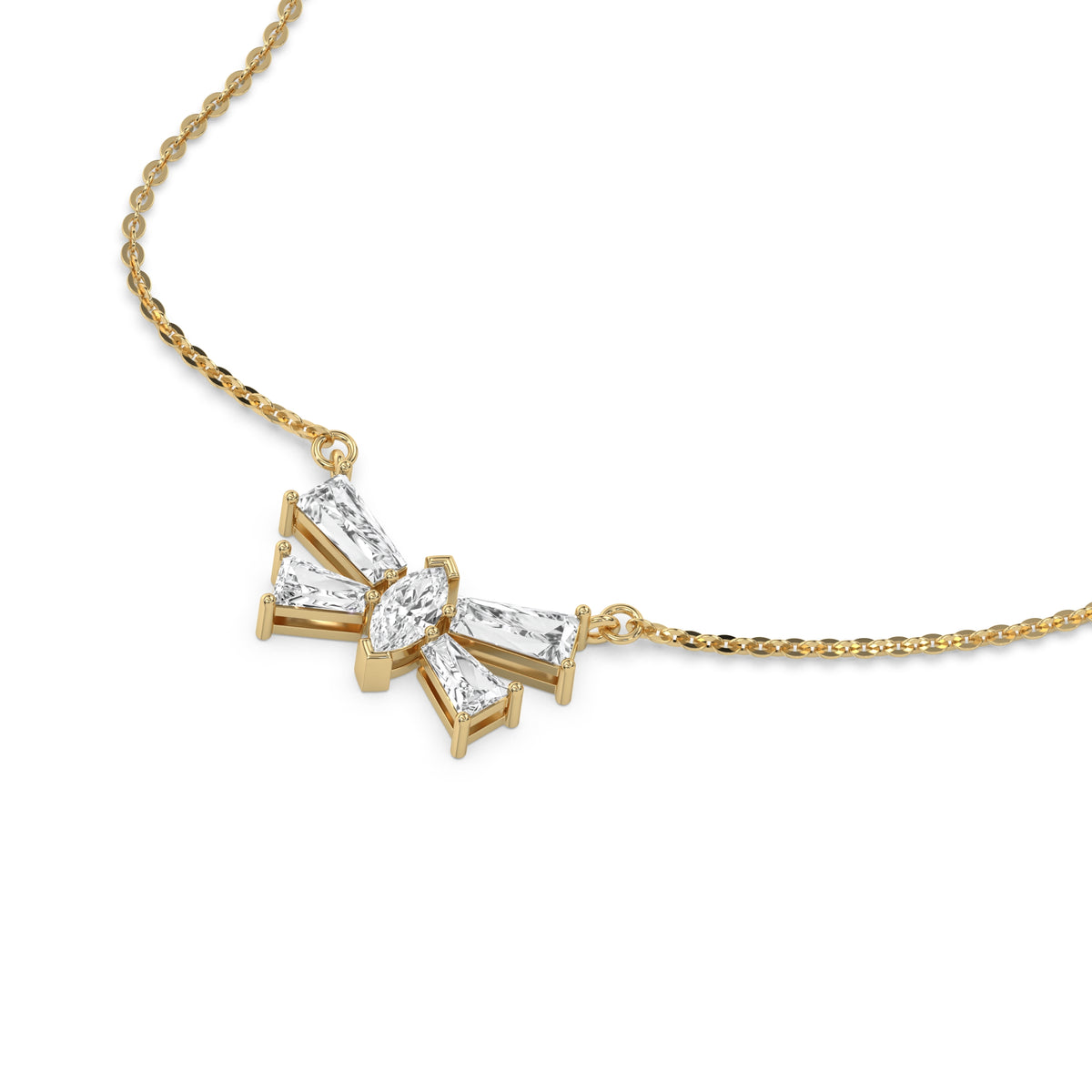 18K Yellow Gold Butterfly Diamond Necklace