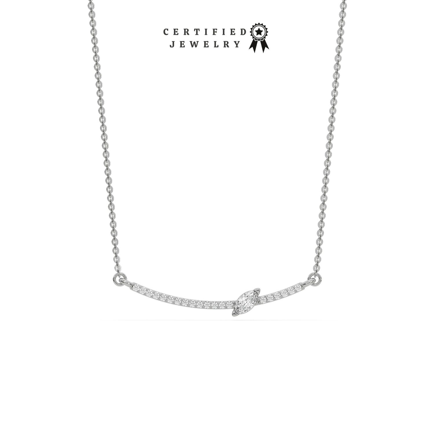 0.21 CT Natural Diamond Curved Bar Necklace