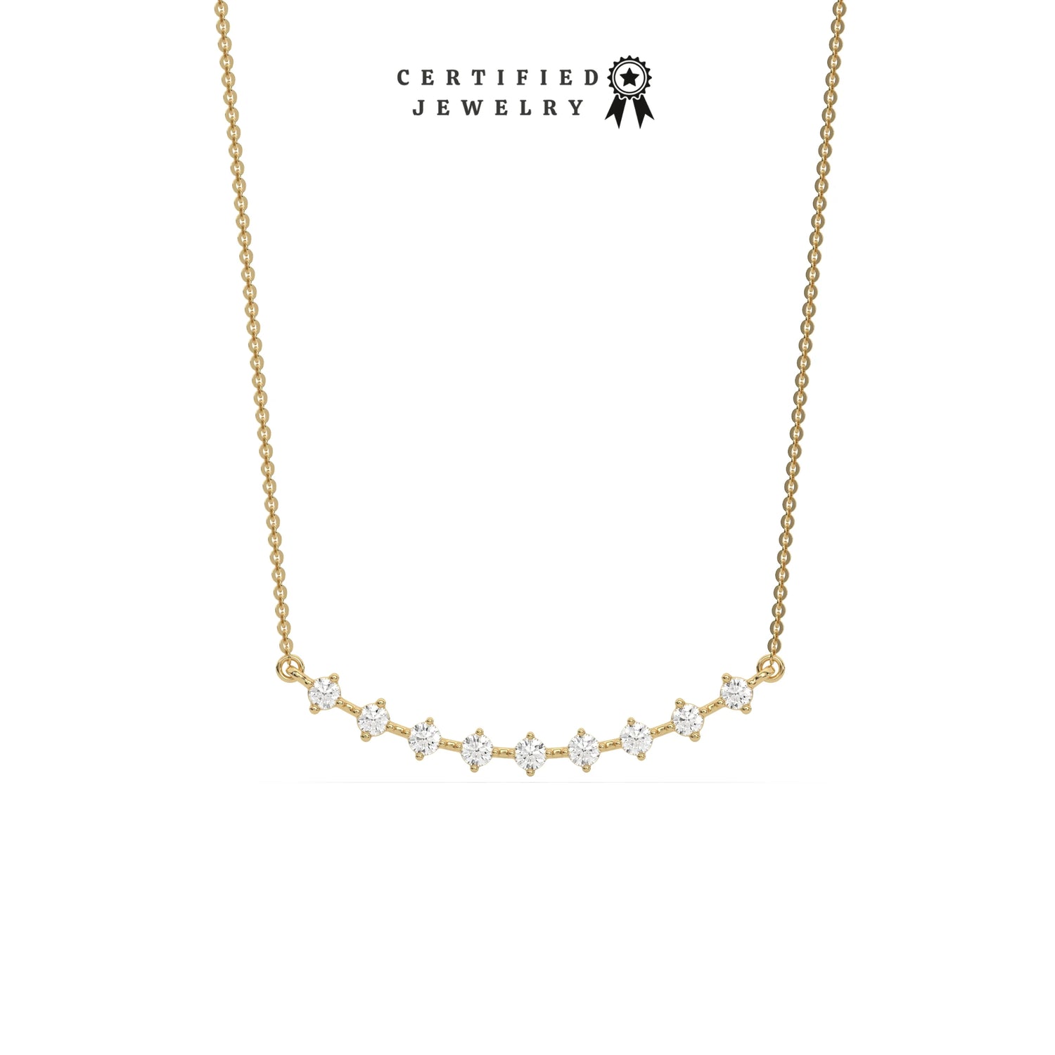 0.59 CT Lab Diamond Curved Bar Round Necklace