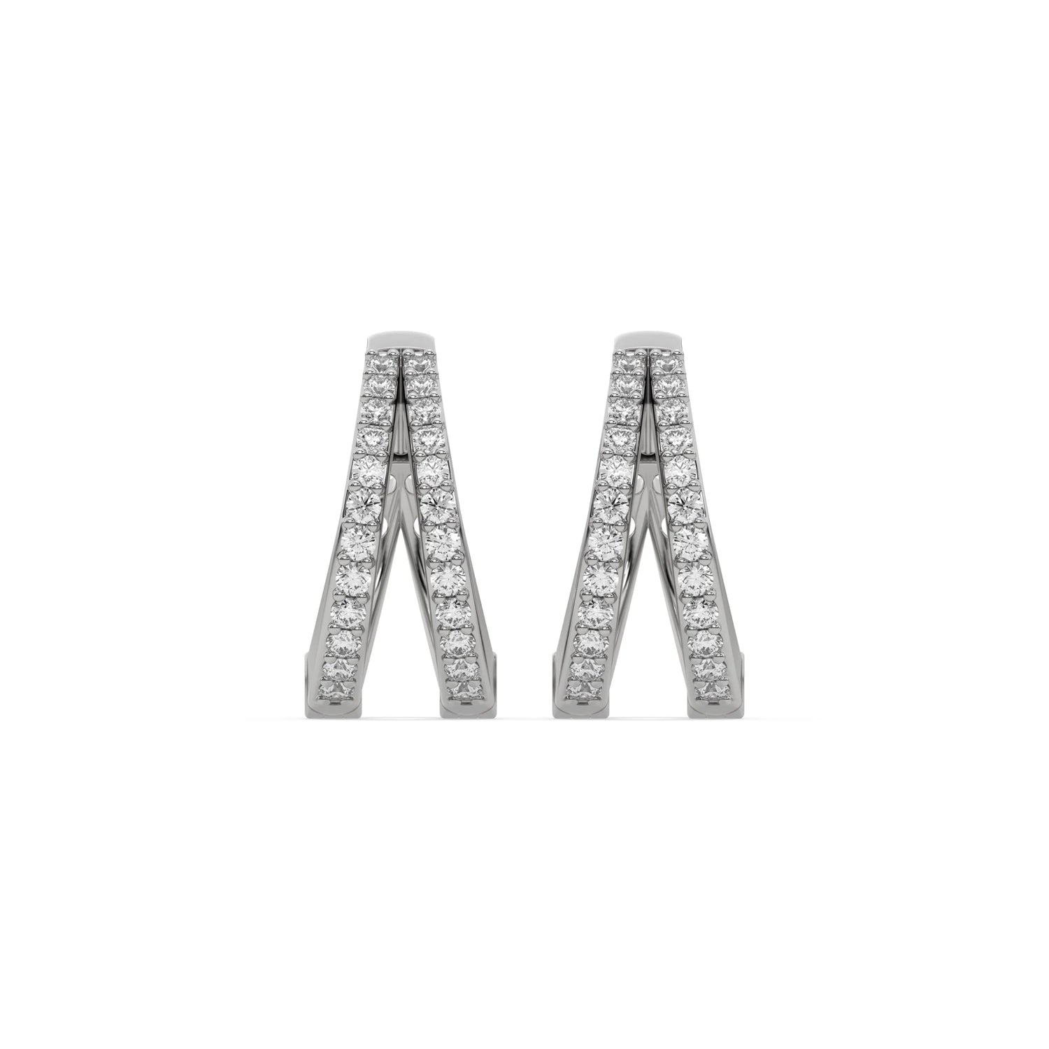 0.33 CT Lab Diamond Double Row Hoop Earrings