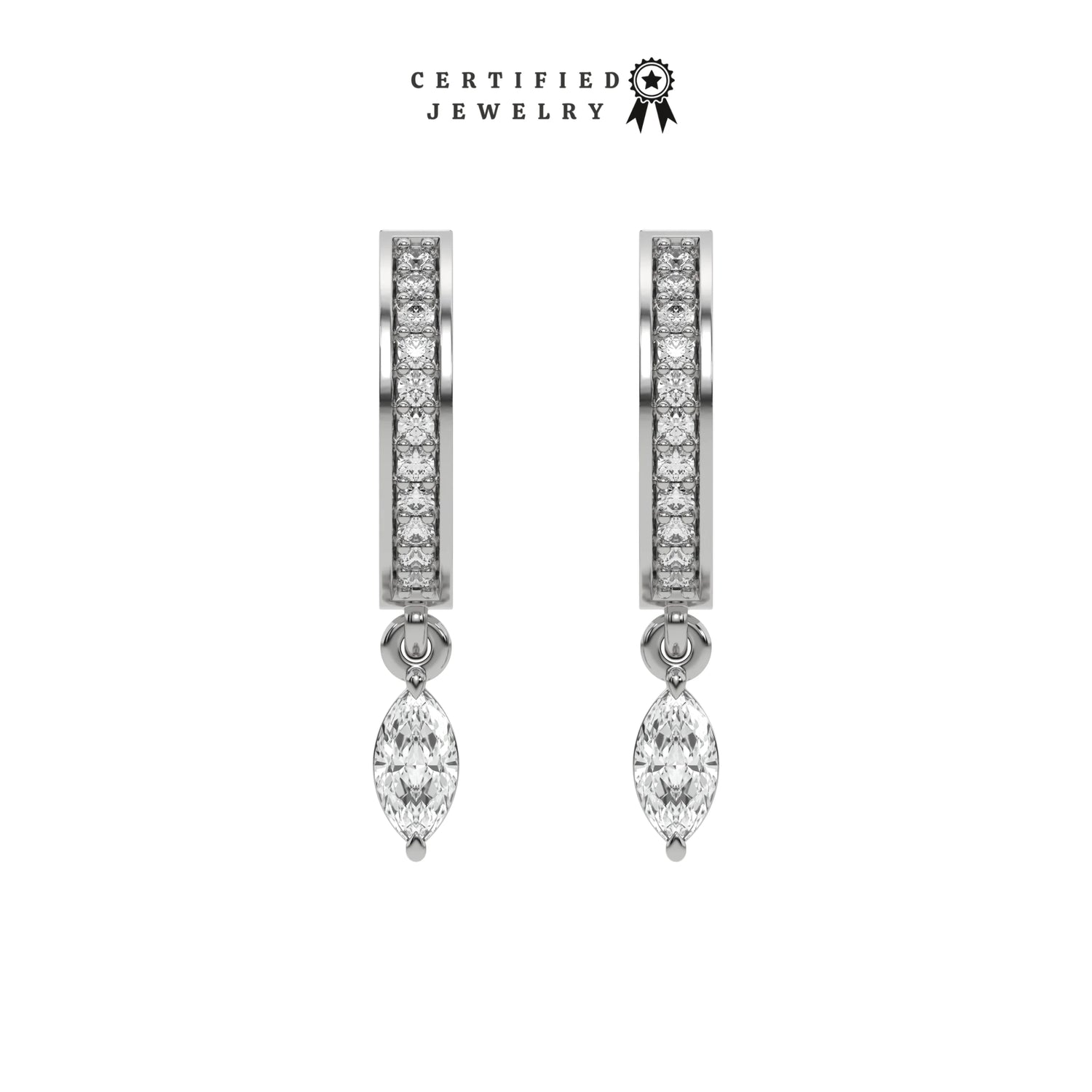 0.40 CT Natural Diamond Marquise Cut Huggies Dangle Earrings