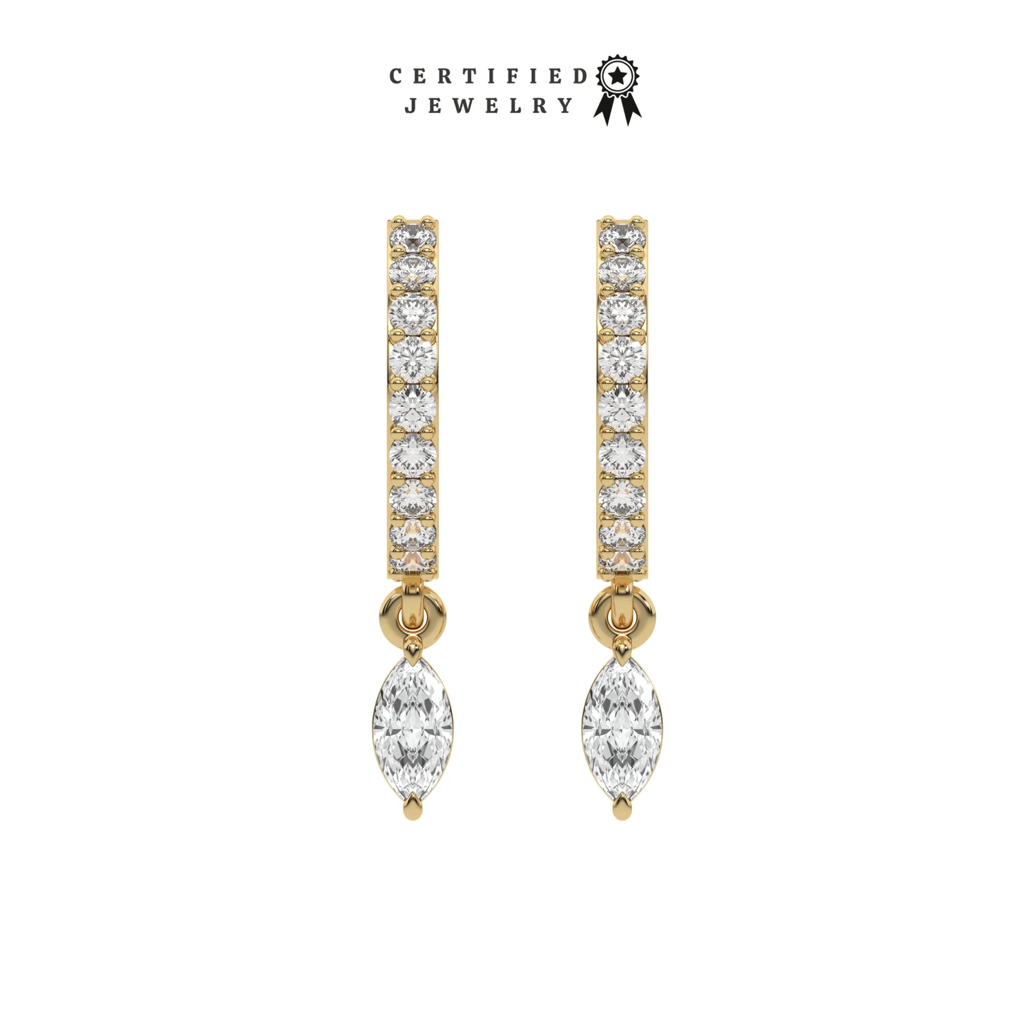 0.40 CT Lab Diamond Marquise Cut Drop hoops earrings