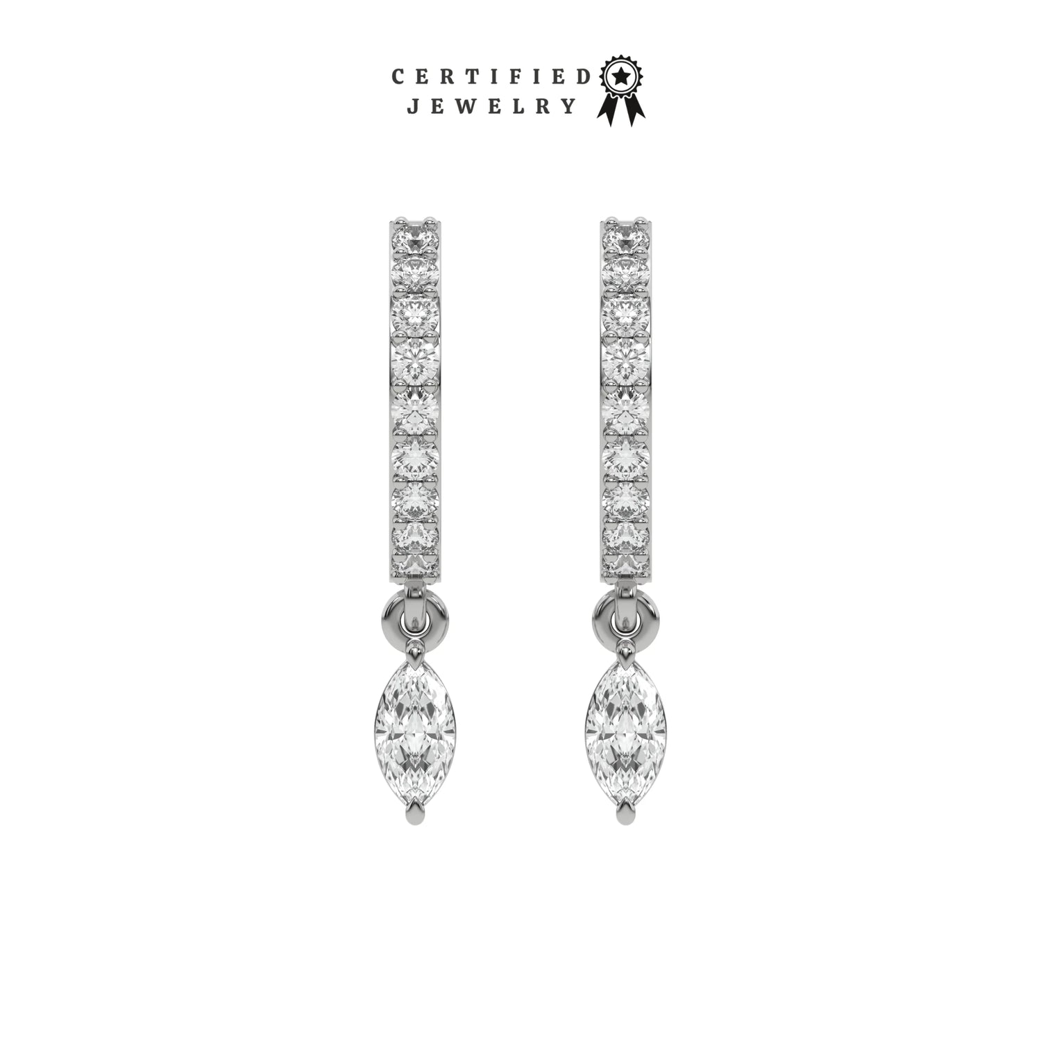 0.40 CT Natural Diamond Marquise Cut hoops earrings