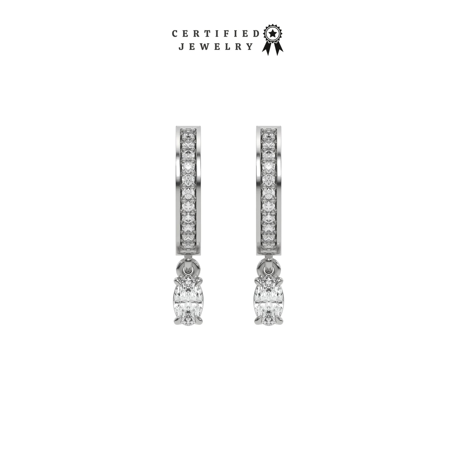 0.40 CT Natural Diamond Oval Cut Solitaire Huggies Earrings