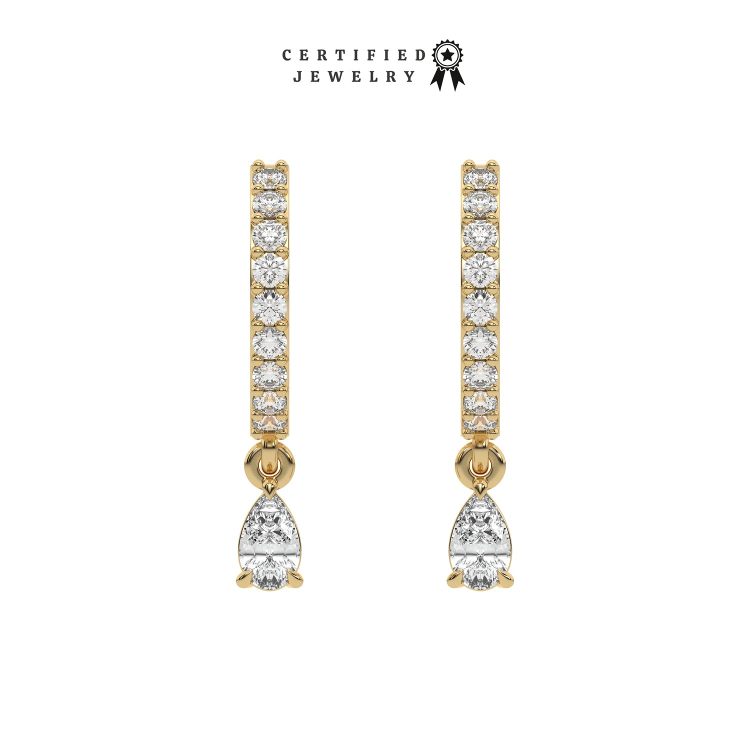 0.40 CT Lab Diamond Pear Drop Hoops Earrings