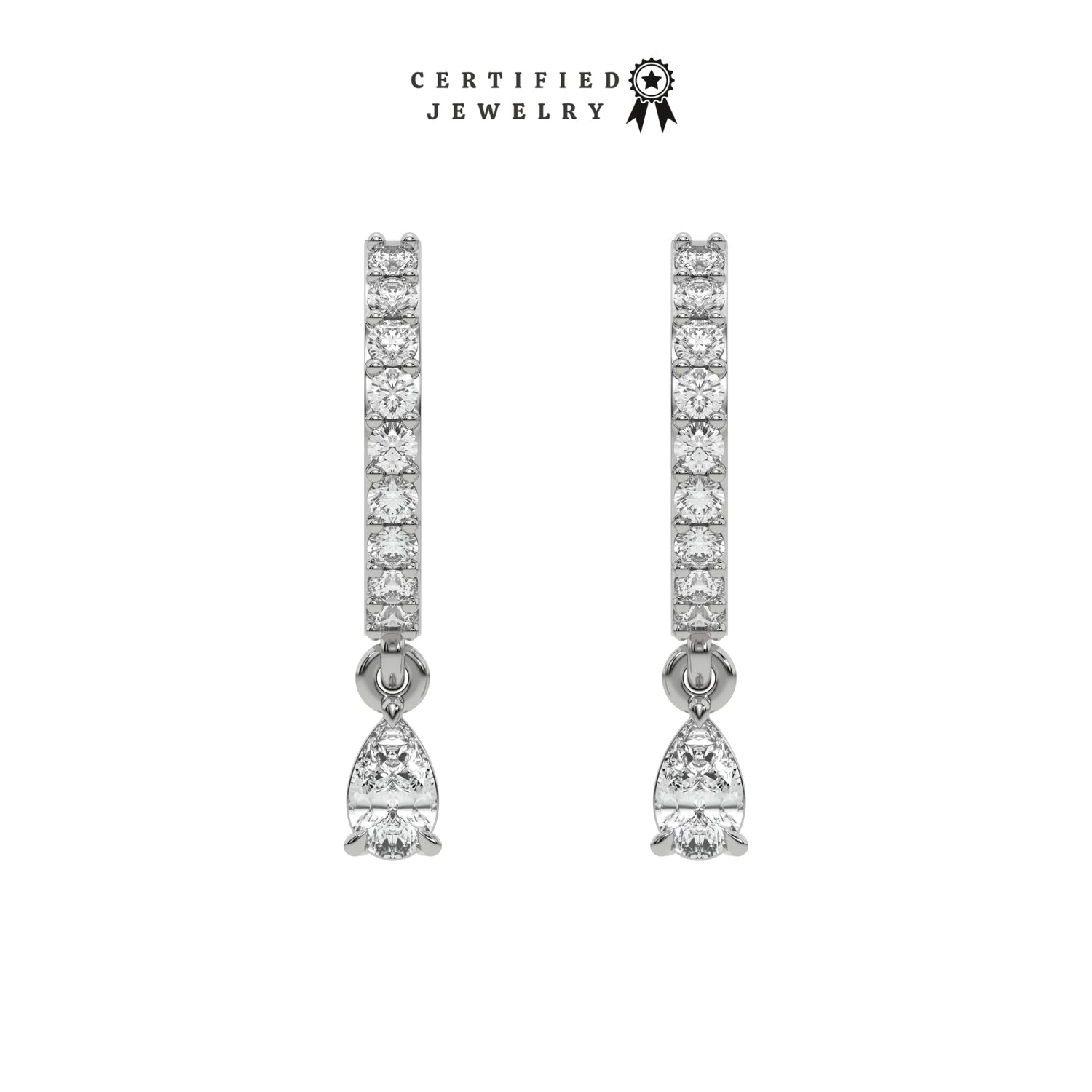 0.40 CT Natural Diamond Pear Drop Solitaire Hoops Earrings