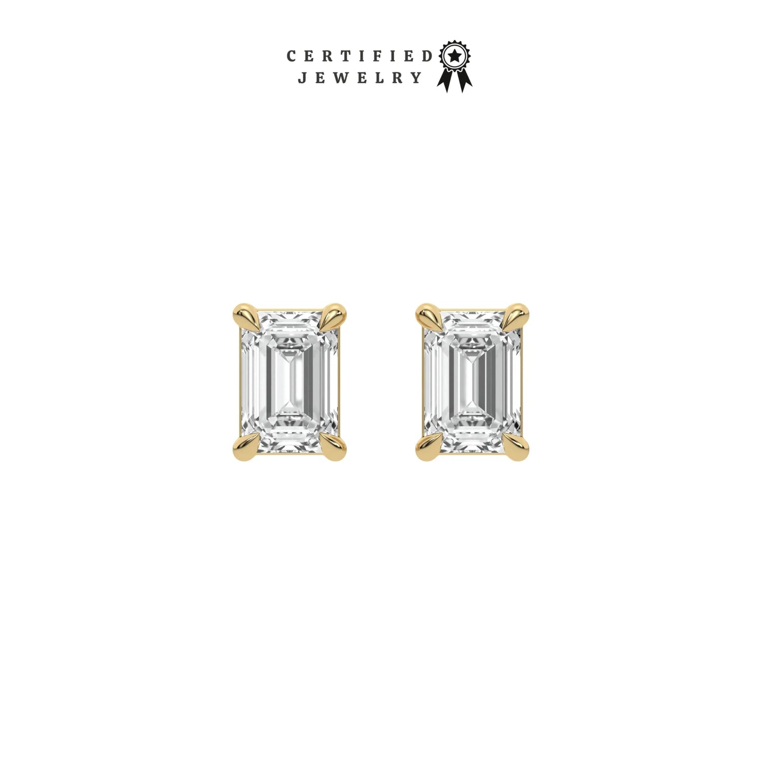 2 CT Classic Lab Diamond Emerald Cut Studs Earrings