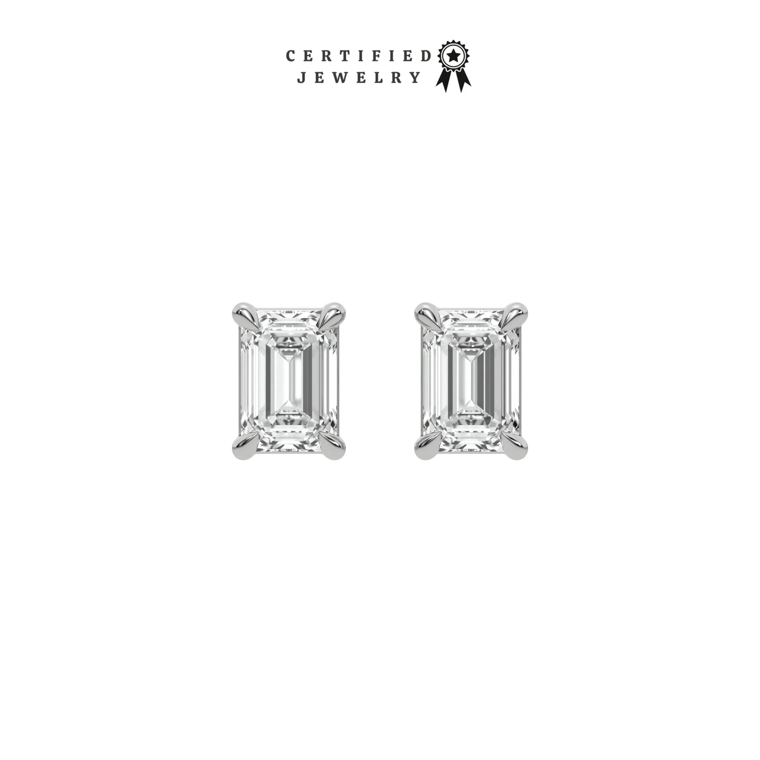 2 CT Men Natural Diamond Emerald Cut Solitaire Earring