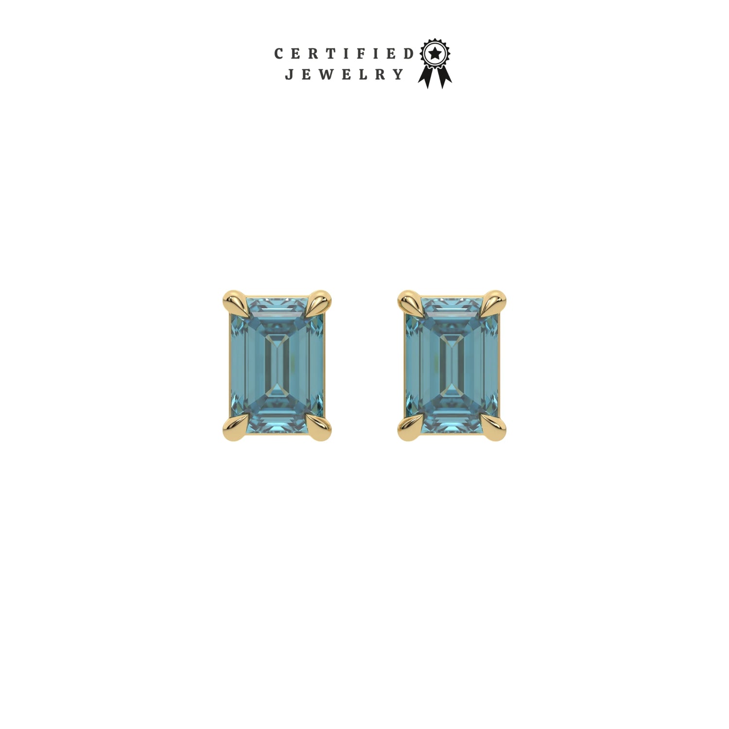 6 CT Fancy Blue Diamond Emerald Solitaire Earrings