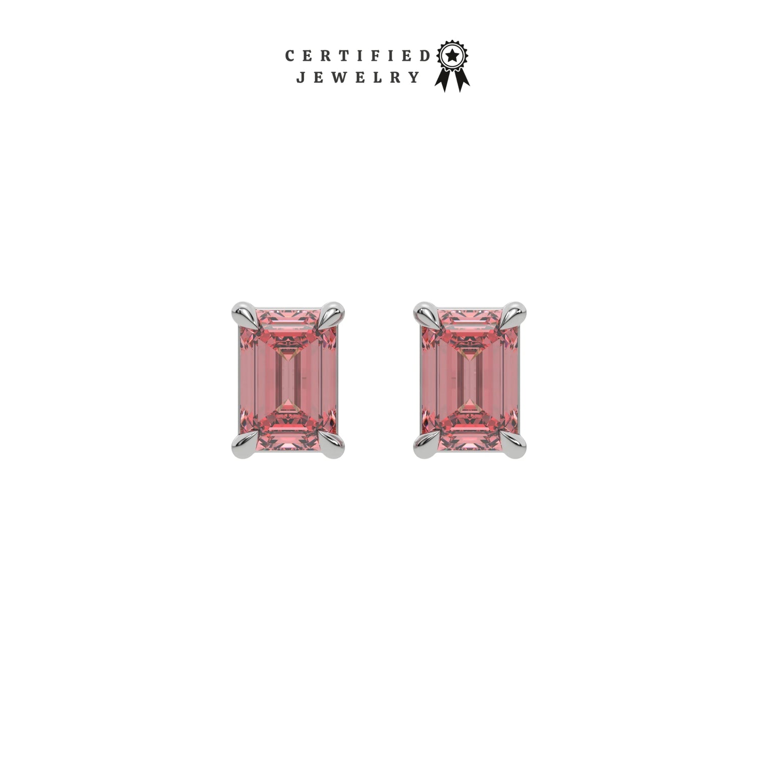 6 CT Fancy Pink Diamond Emerald Solitaire Earrings