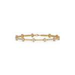 14K Yellow Gold Round Diamond Flower Tennis Bracelet 