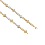 18K Yellow Gold Round Diamond Flower Tennis Bracelet 