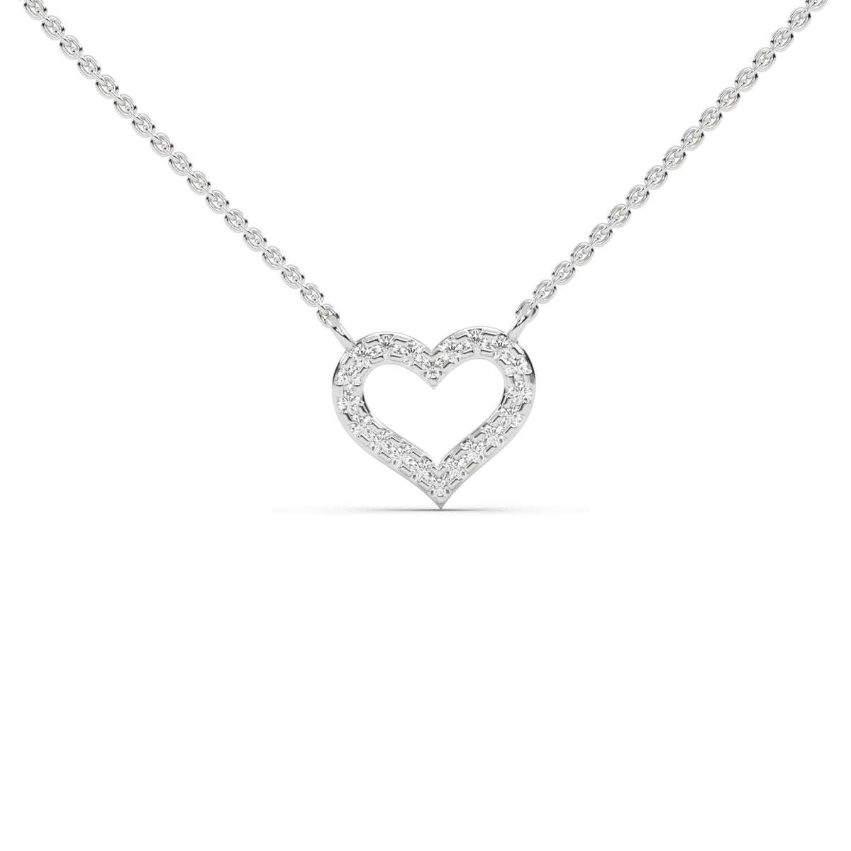 White Gold small Heart Diamond Necklace 