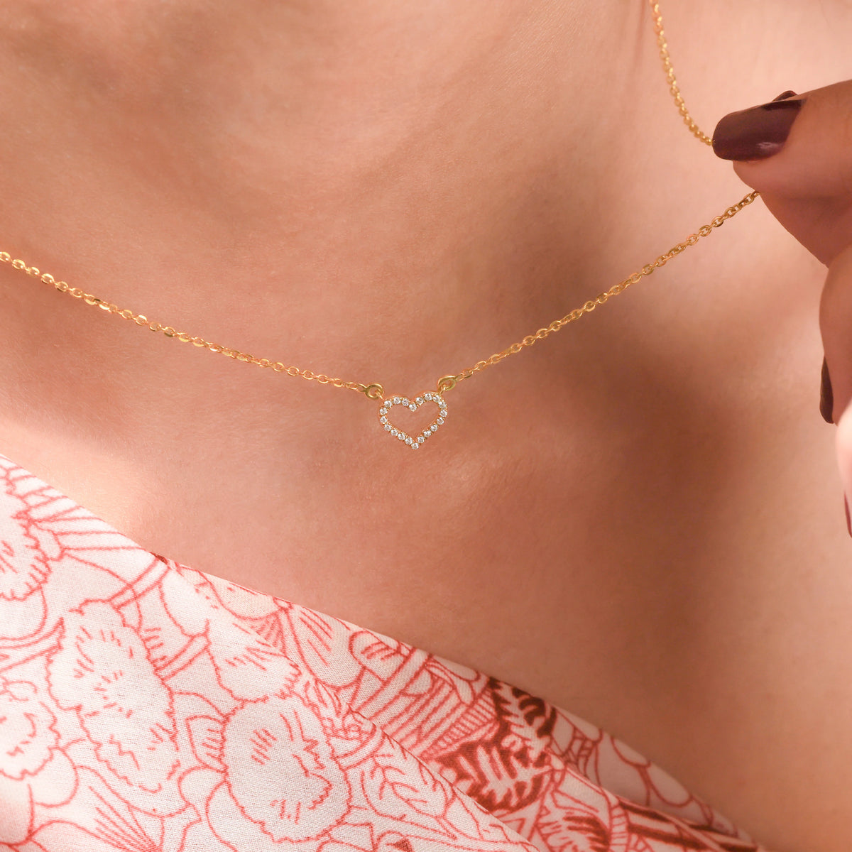 Gold Heart Diamond  Necklace