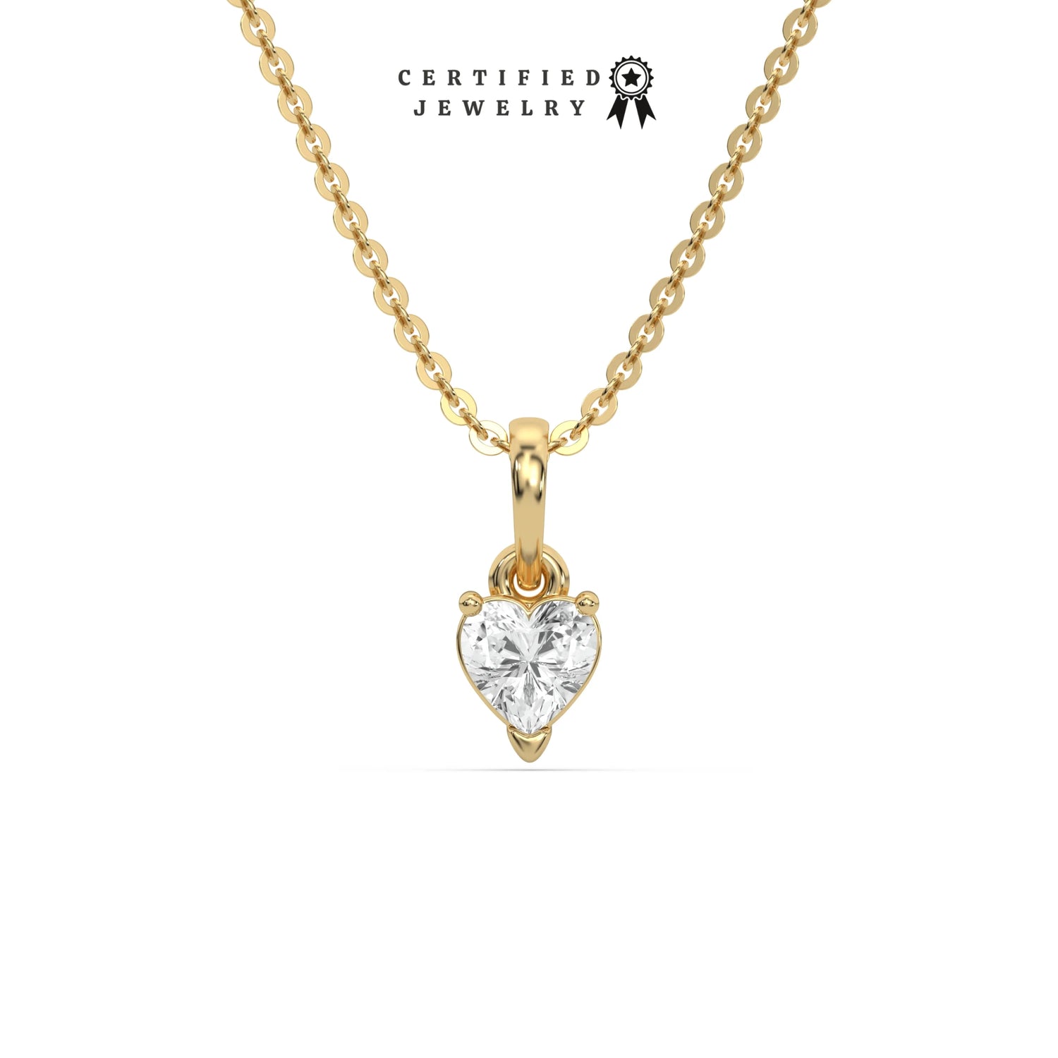 1 CT Lab Diamond Small Heart Solitaire Necklace