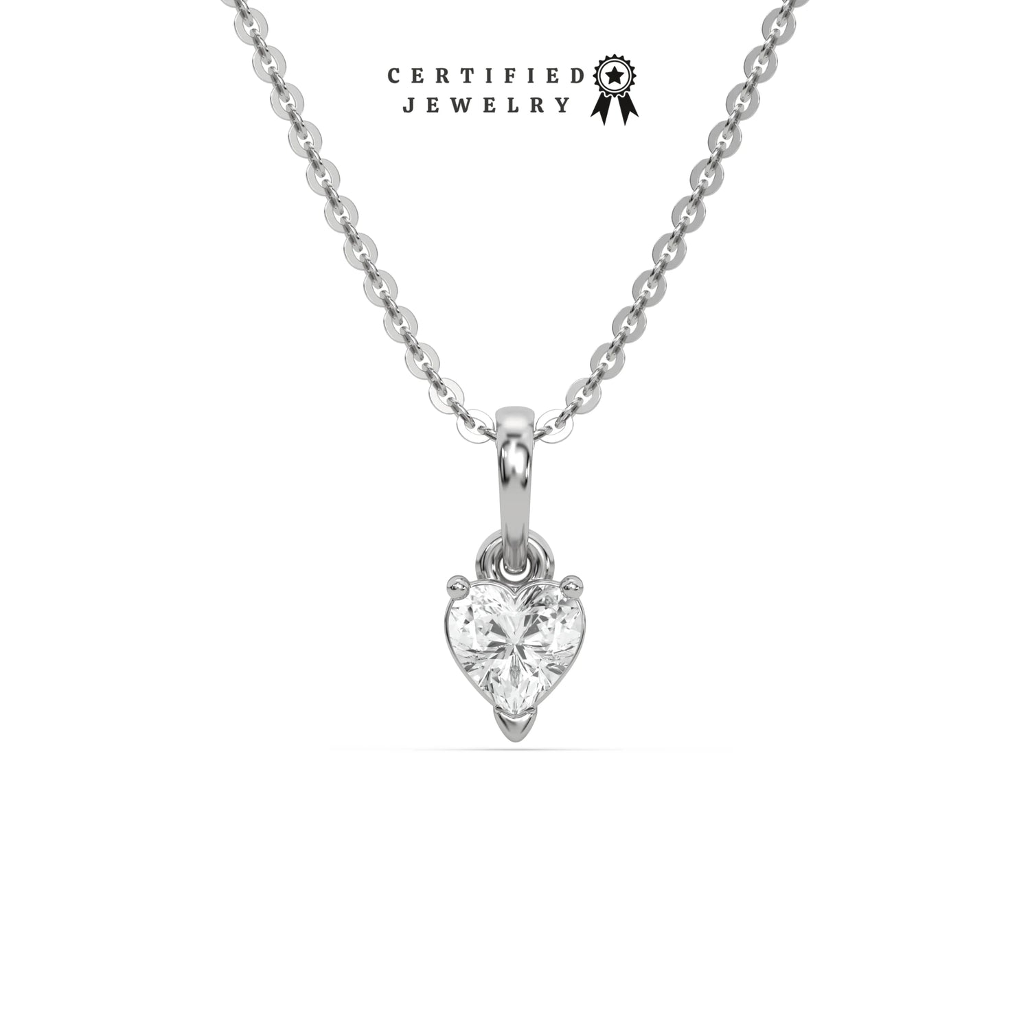 1 CT Natural Diamond Heart Solitaire Necklace