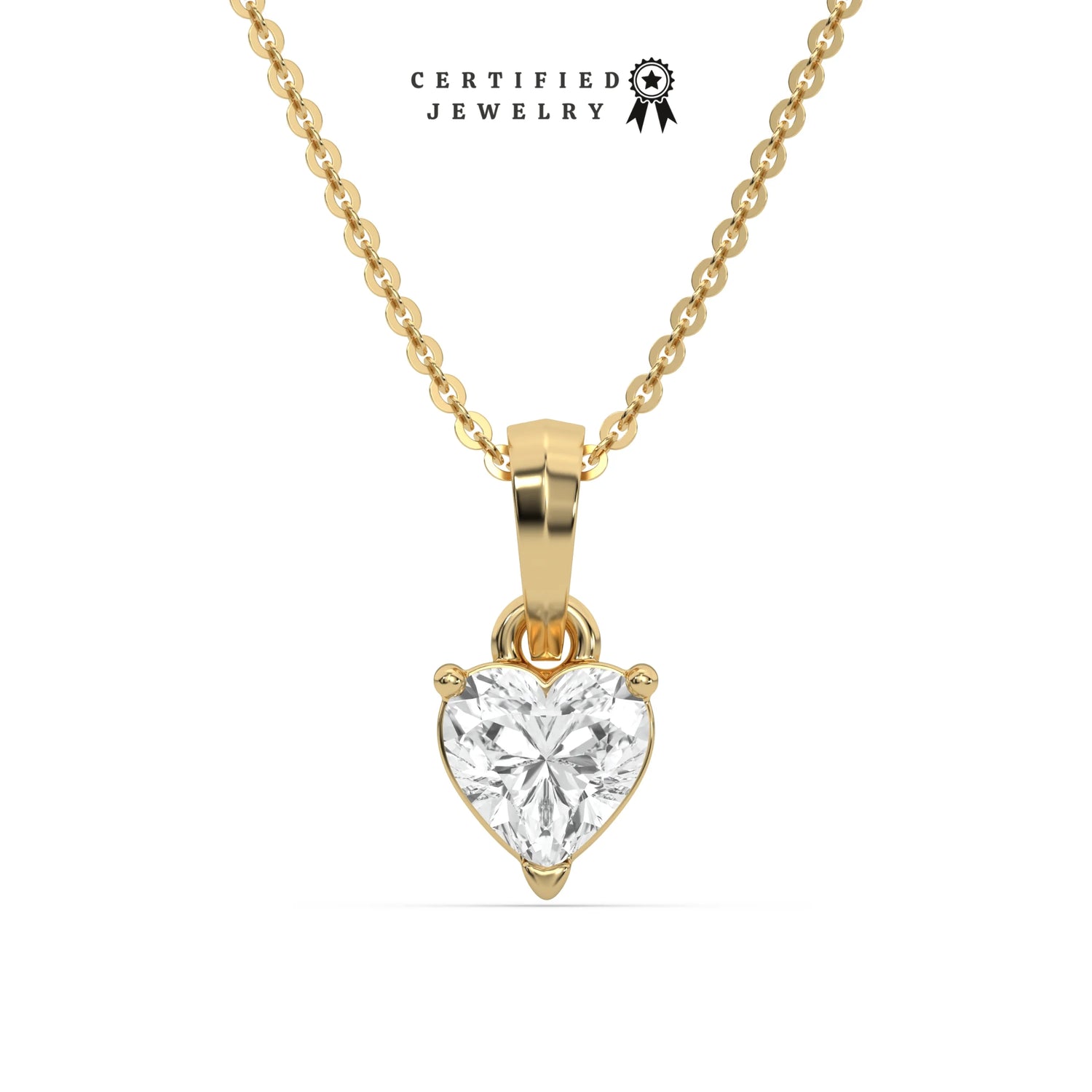 3 CT Lab Diamond Heart Solitaire Necklace