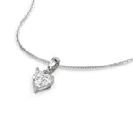 This white gold Heart Solitaire Diamond Necklace made with a heart cut diamond in a four prong setting with adjustable chain in 3d view