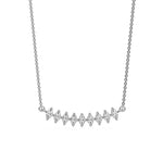 Curved Bar Diamond Necklace made with nine oval cut diamond set in a two prong setting