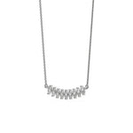 Curved Bar Diamond Necklace made with nine oval cut diamond set in a two prong setting