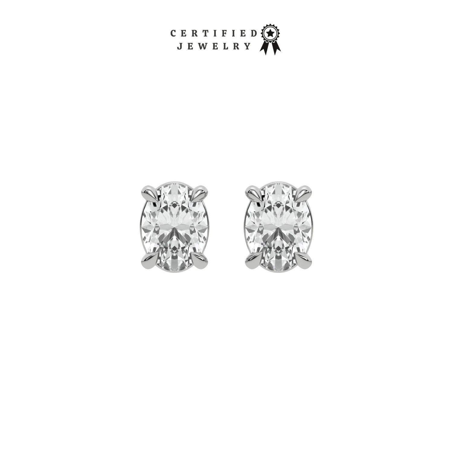 2 CT Natural Diamond Oval Cut Earrings