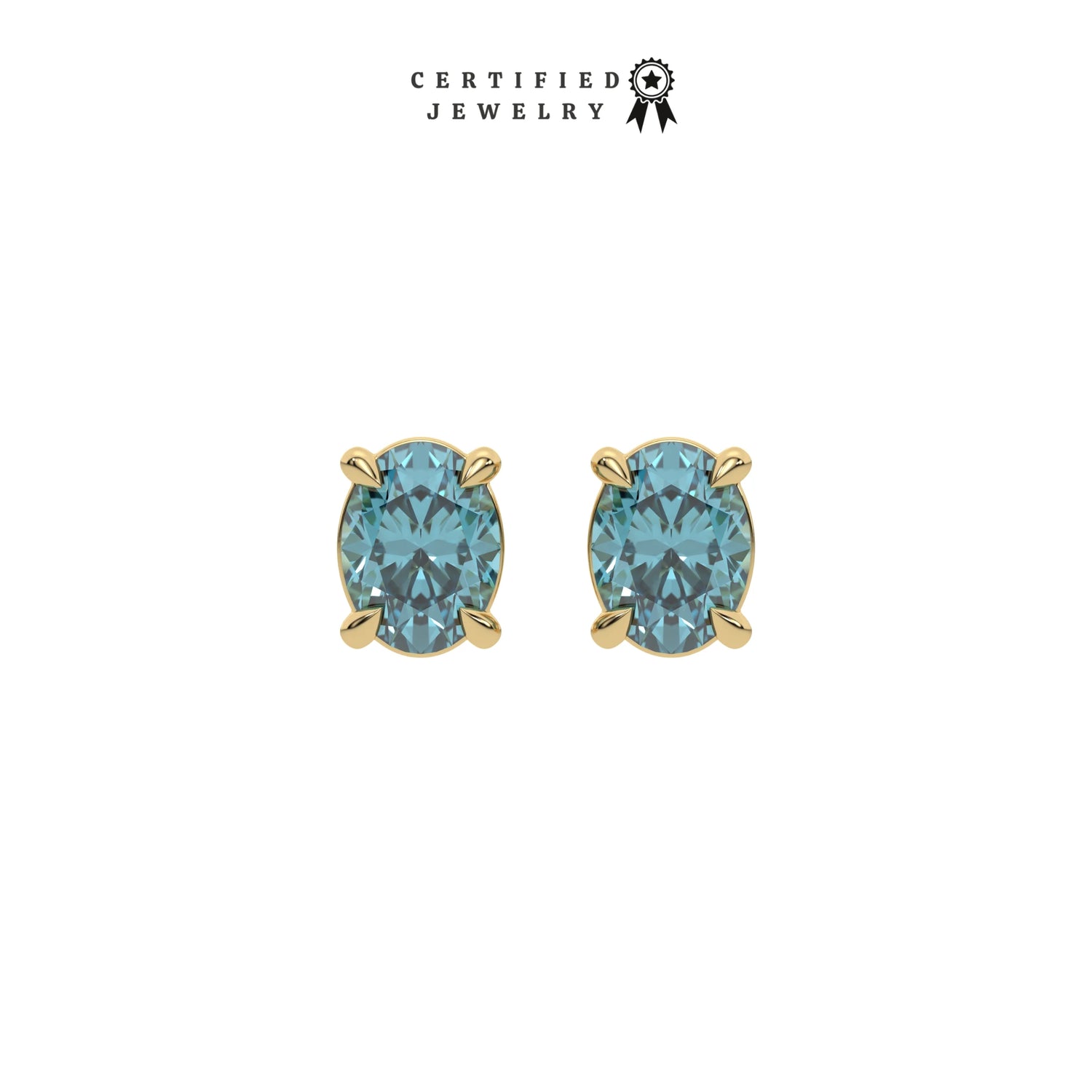 6 CT Fancy Blue Diamond Oval Solitaire Earrings