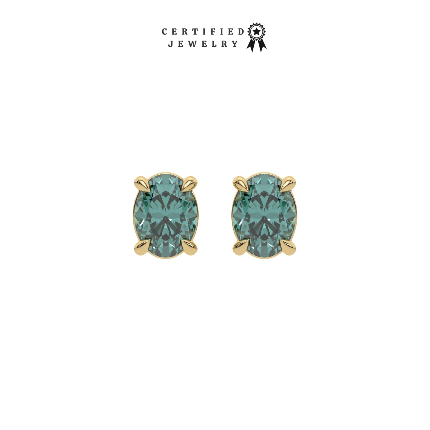 6 CT Fancy Green Diamond Oval Solitaire Earrings