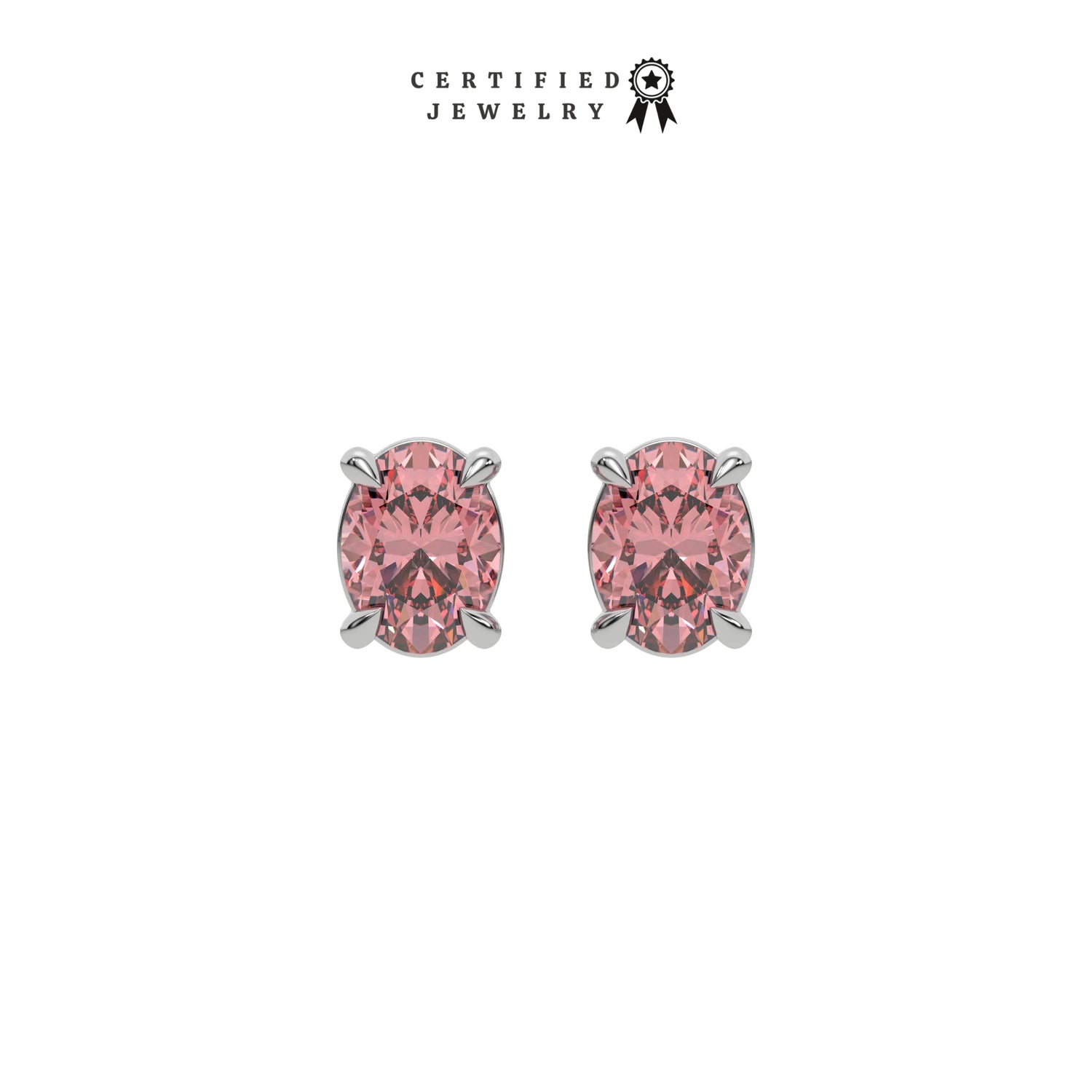 6 CT Fancy Pink Diamond Oval Solitaire Earrings