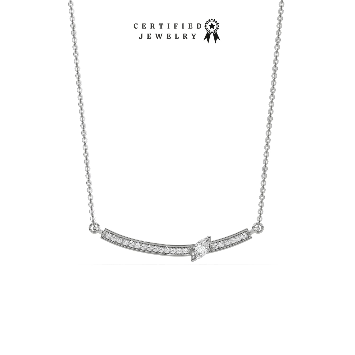 0.21 CT Natural Diamond Pave Curved Bar Necklace